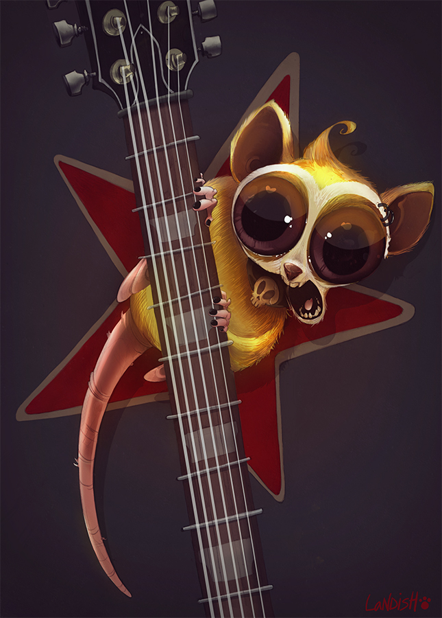 Lemur likes guitar