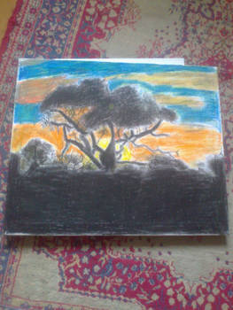 Oil pastel painting on canvas