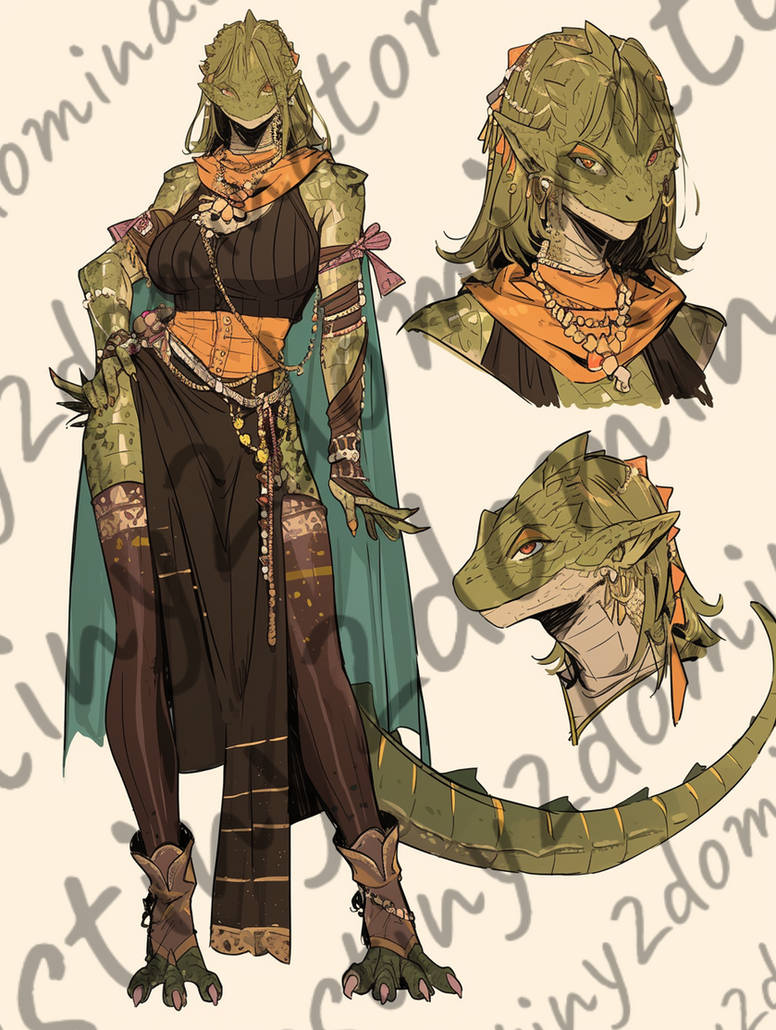 Lizardfolk Female Ranger Dungeons and Dragon's Adopts - Lizard Woman by Destiny2Dominator on ...