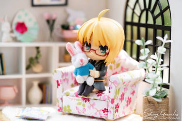 Little Saber and a Rabbit Doll