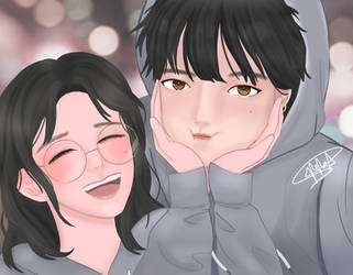 Cute Couple semi realistic artstyle