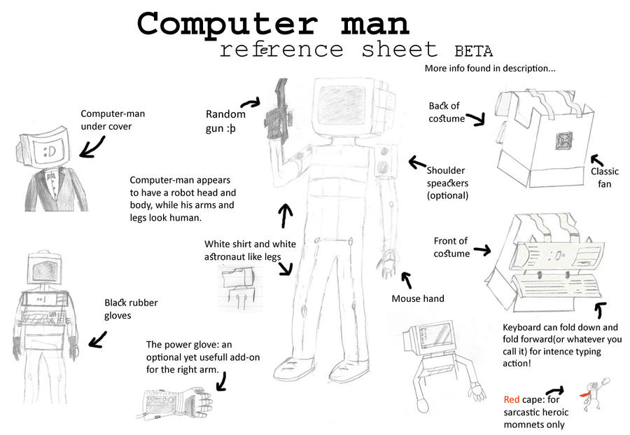 Computer Person Reference Computer-man reference sheet by IcelandTerrorist on DeviantArt