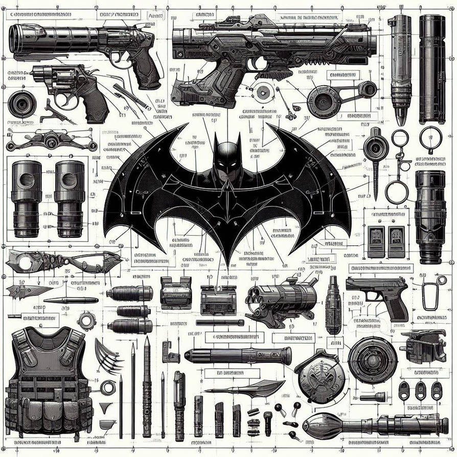 Batman Batweapons Batman's Weapons and Accessories by DigitalArtwww on DeviantArt
