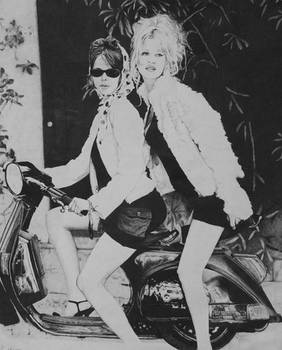 models on a moped