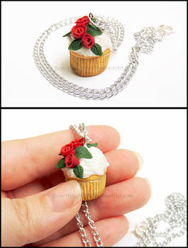 Rose  Vanilla Cupcake Necklace
