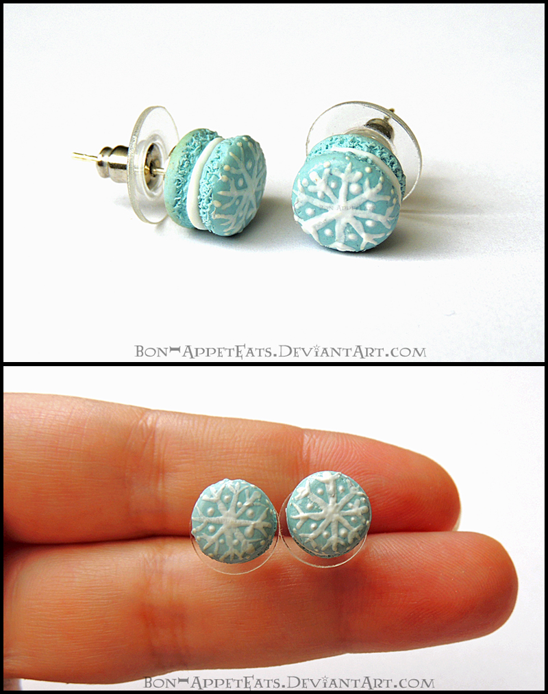 Snowflake Macaron Post Earrings