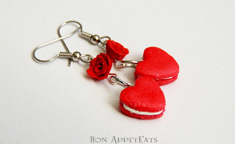 Rose and Heart Macaron Earrings