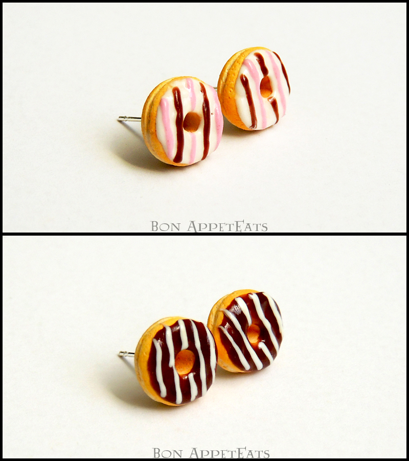 Miniature Frosted Donut Post Earrings