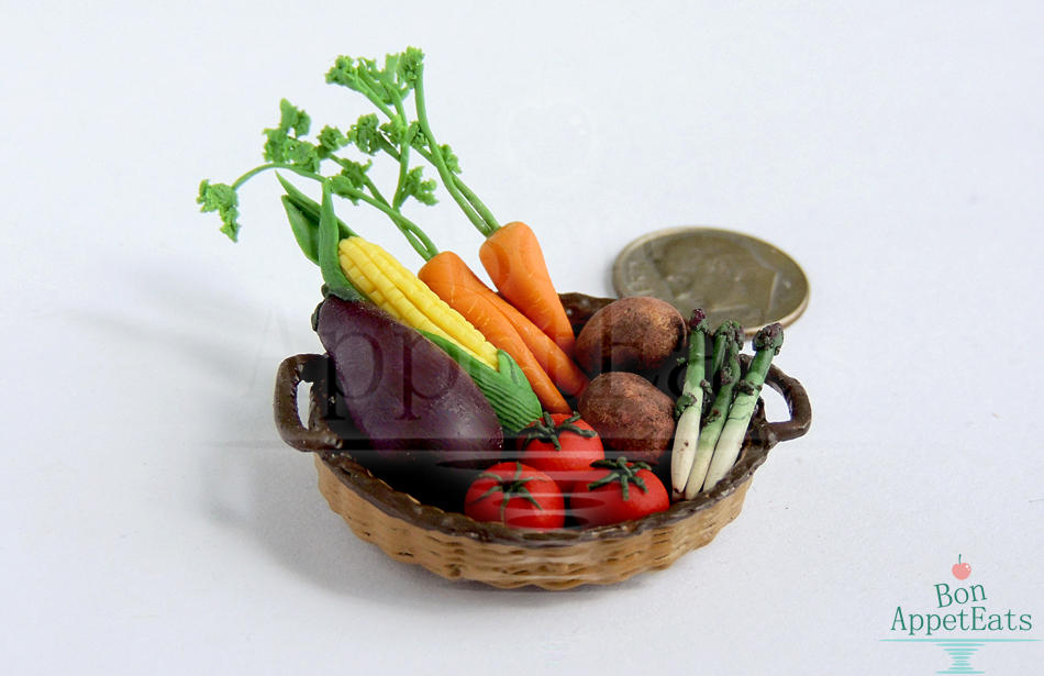 1:12 Vegetable Basket by PepperTreeArt