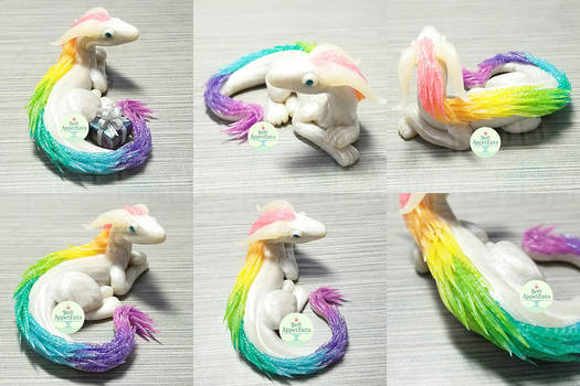 Commission - Pearl and Rainbow Dragon Sculpture