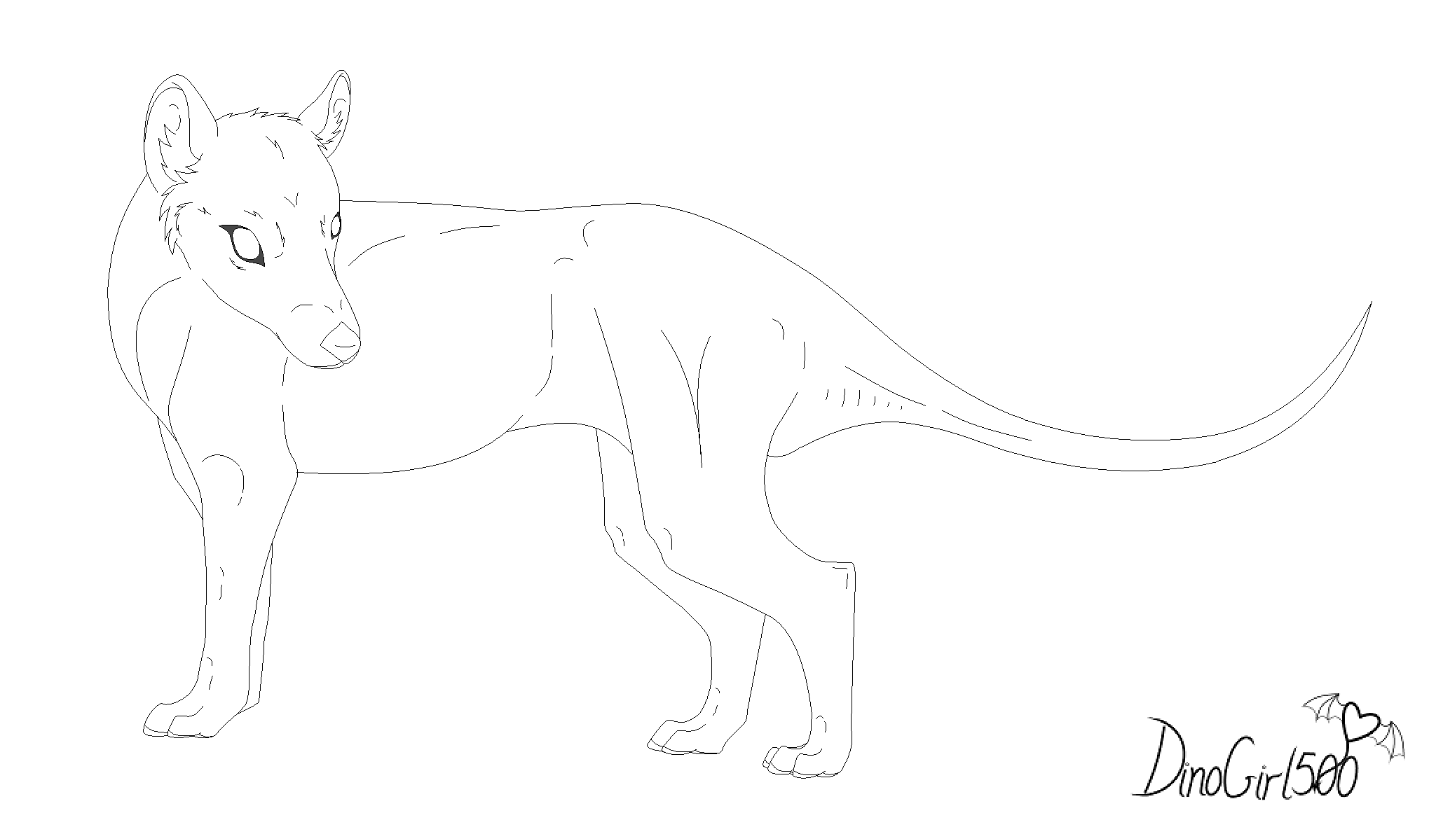 Thylacine Lineart by DinoGirl500 on DeviantArt