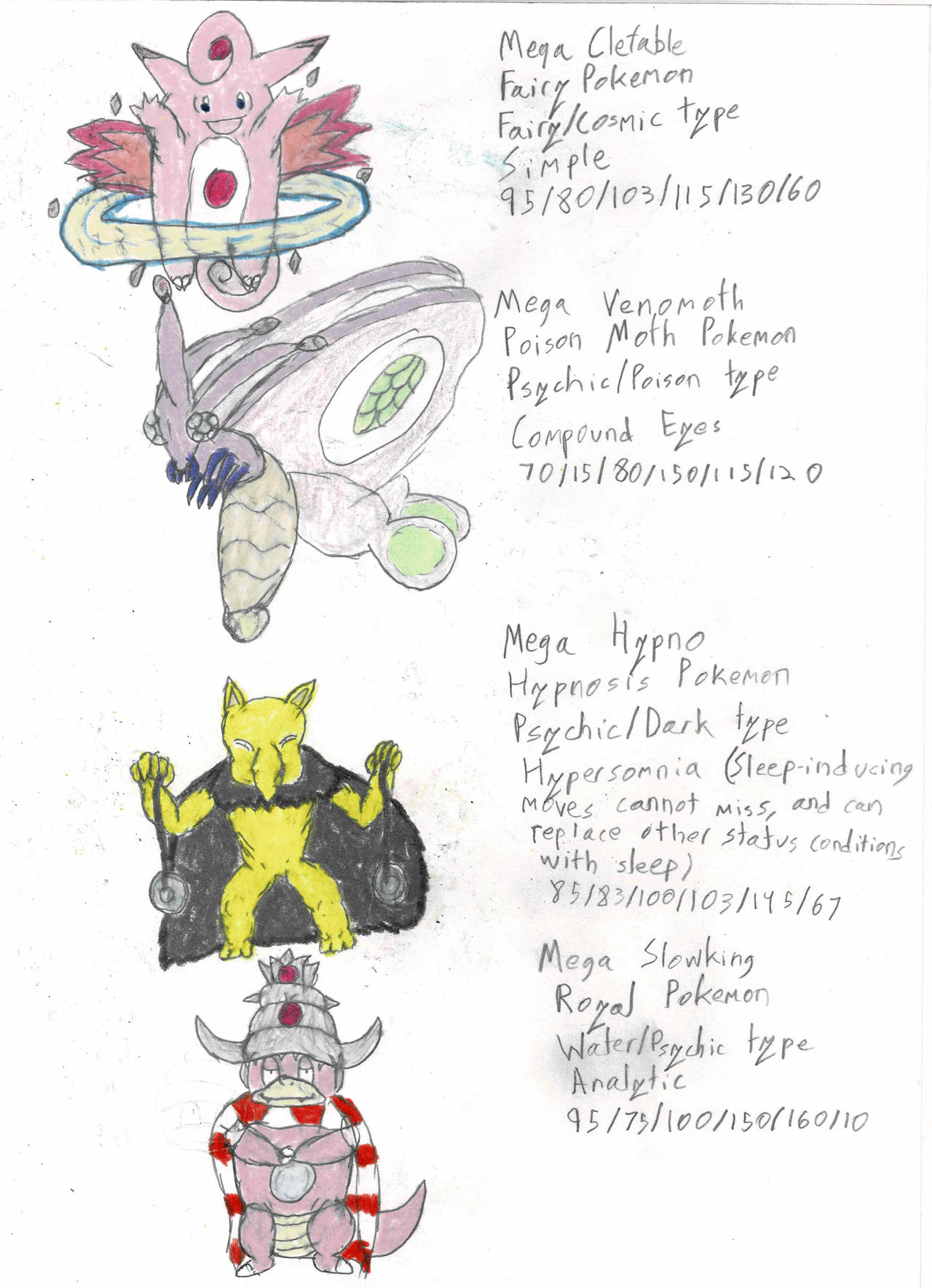 Mega Clefable, Venomoth, Hypno, and Slowking by RayquazaMaster on ...