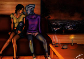 FanART ME3 : Liara and Shepard in a chalet