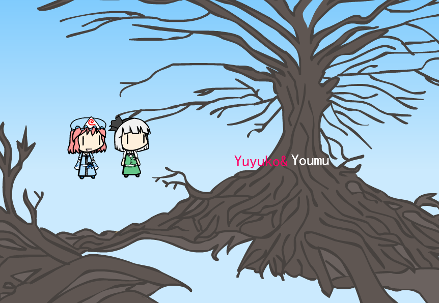 Yuyuko and Youmu Wallpaper