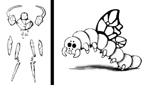 A golem and a spiderpillar