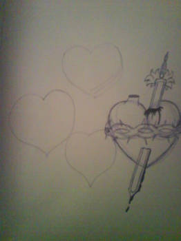 heart stabbed by sword sketch