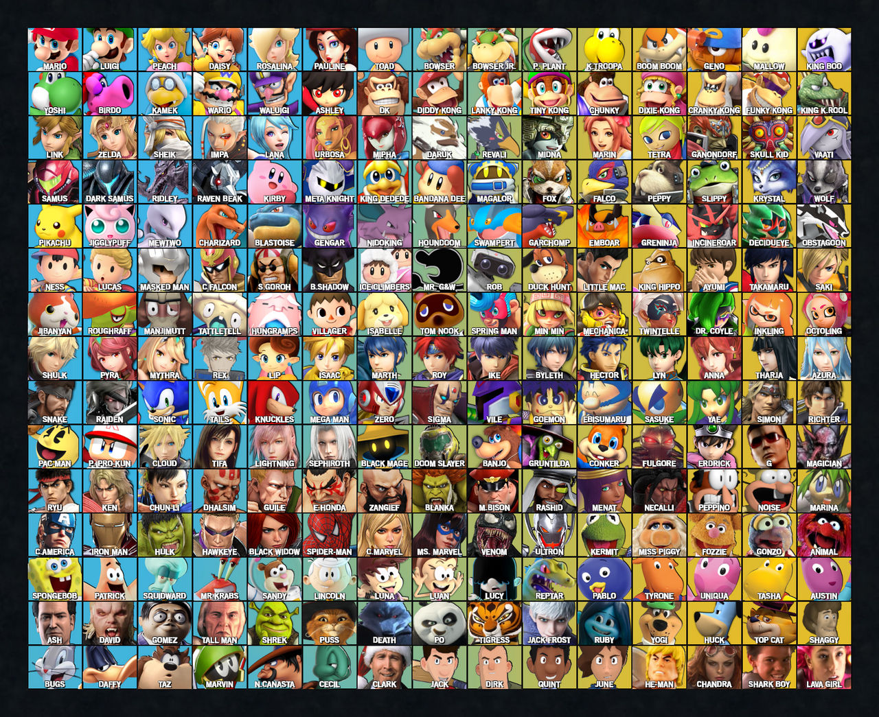 A Random 225 Character Smash Bros Roster by MrYoshi1996 on DeviantArt