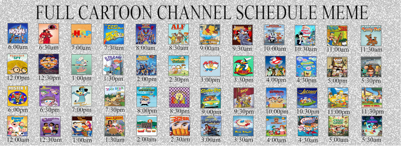 A Full Cartoon Channel Schedule Idea by MrYoshi1996 on DeviantArt