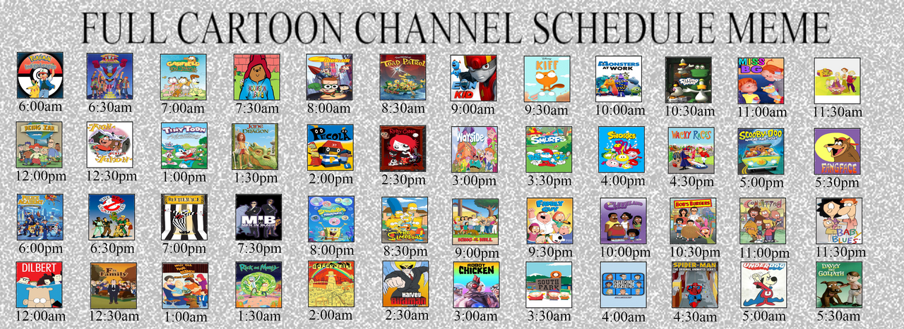 Random Cartoon Channel Schedule #4 by MrYoshi1996 on DeviantArt
