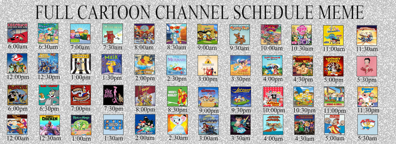 Random Cartoon Channel Schedule #6 by MrYoshi1996 on DeviantArt