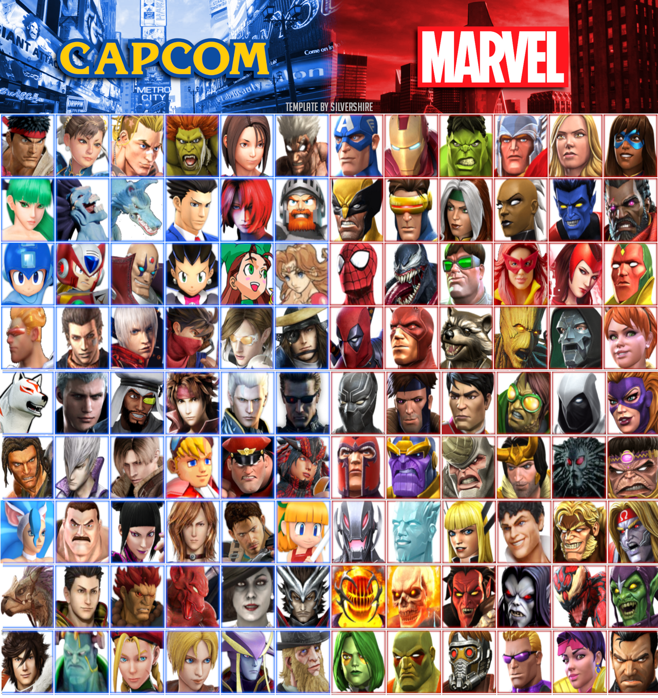 Capcom Vs Marvel Roster Screen A Supersized Marvel VS Capcom Roster by MrYoshi1996 on DeviantArt