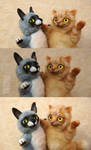 Two cat doll friends by KrafiCat