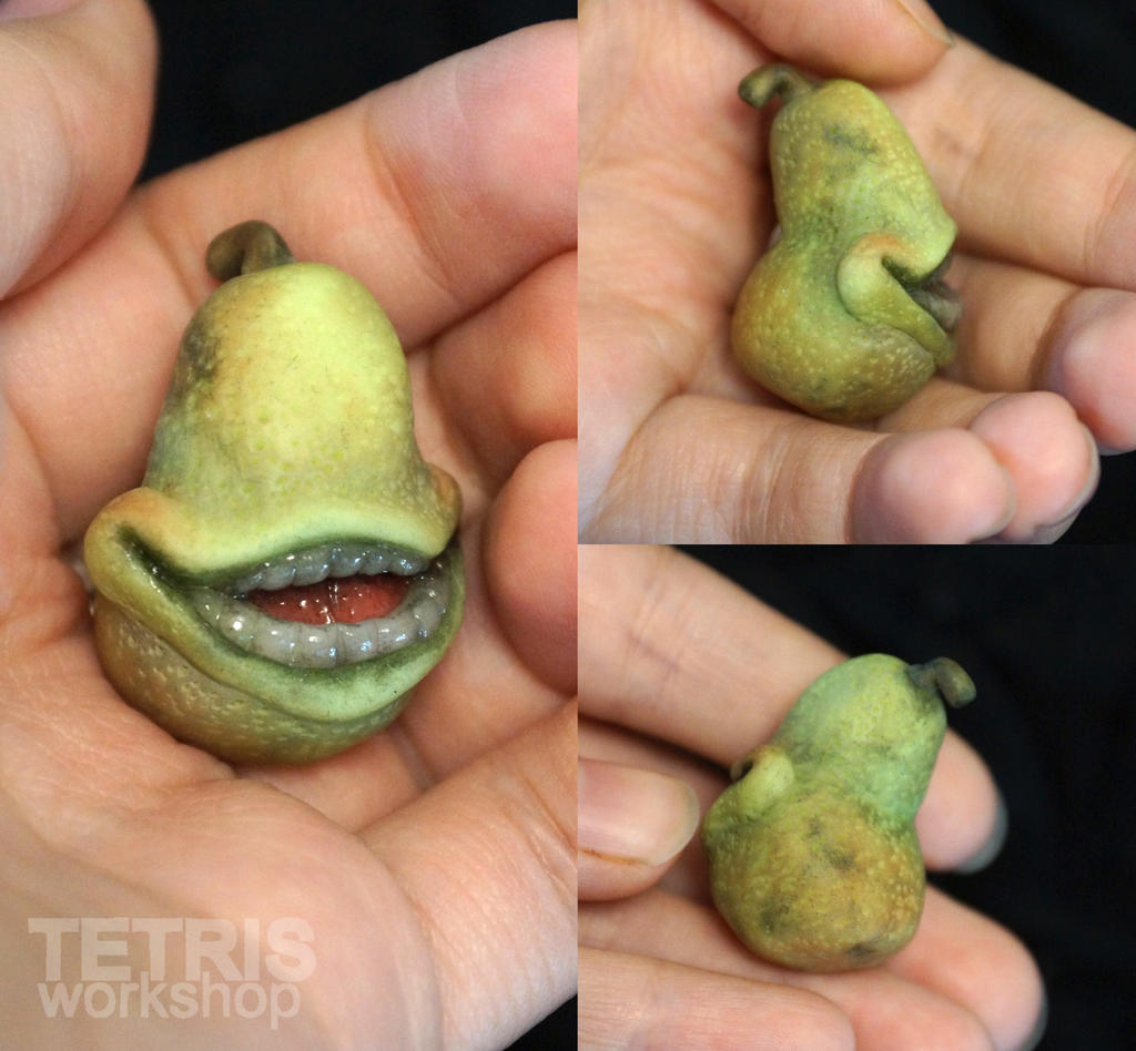 Biting Pear of Salamanca mini sculpture by KrafiCat