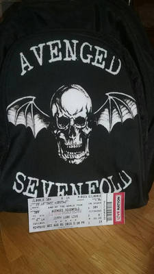 Avenged ticket and backpack