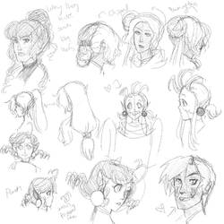Character sketches -- Hair styles