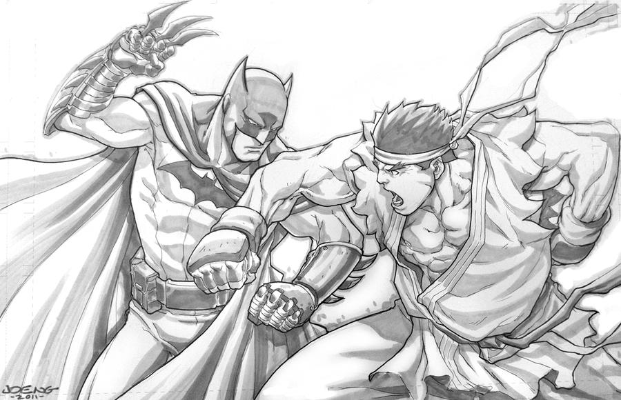 Бой бэтмена. Fighting скетч. Street Fighter Ryu против Venom. Evil Ryu Sketch Art. Бэтмен комикс драка.