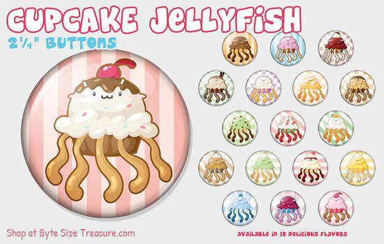 Cupcake Jellyfish Buttons