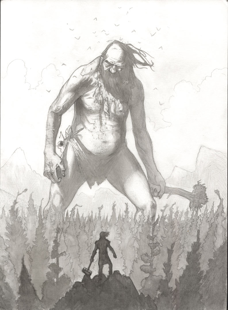 Thor vs A Giant-ink wash