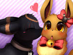 Portrait Comm: Umbreon kiss by pridark