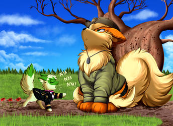 Comm: General Sprigatito giving orders to Arcanine
