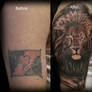 Lion cover up tattoo