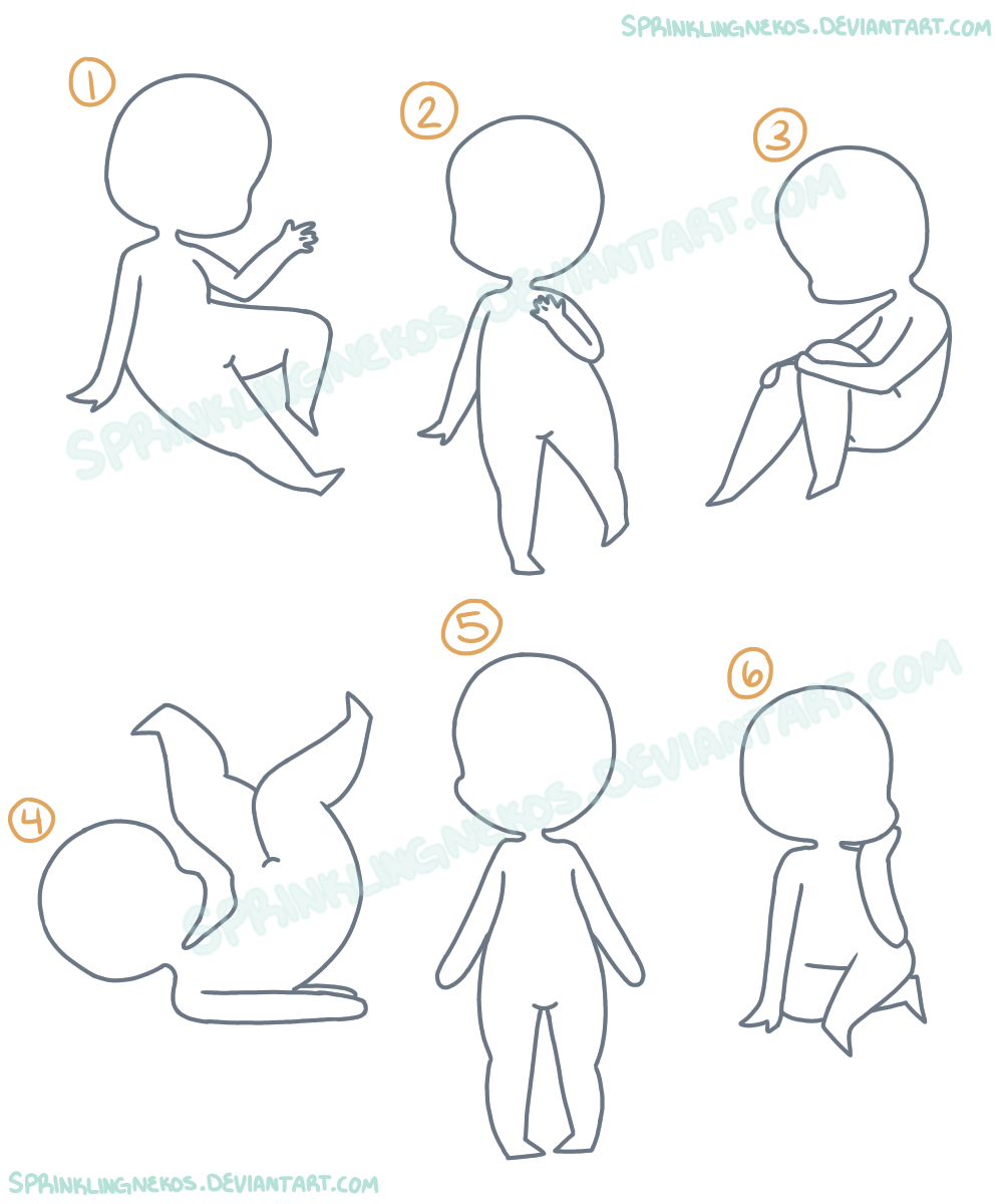 Chibi poses reference (chibi base set #3) by Nukababe on DeviantArt