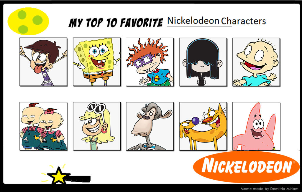 My Top 10 Favorite Nickelodeon Characters by Ezmanify on DeviantArt
