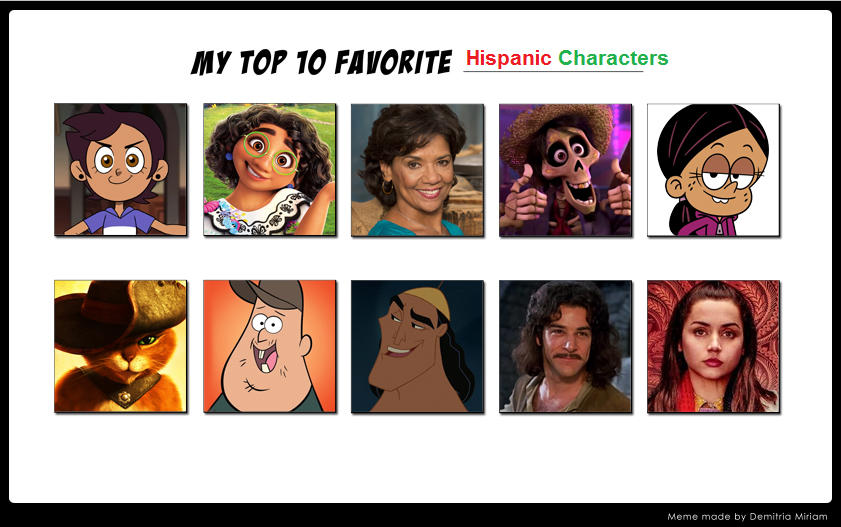 My Top 10 Favorite Hispanic Characters by Ezmanify on DeviantArt