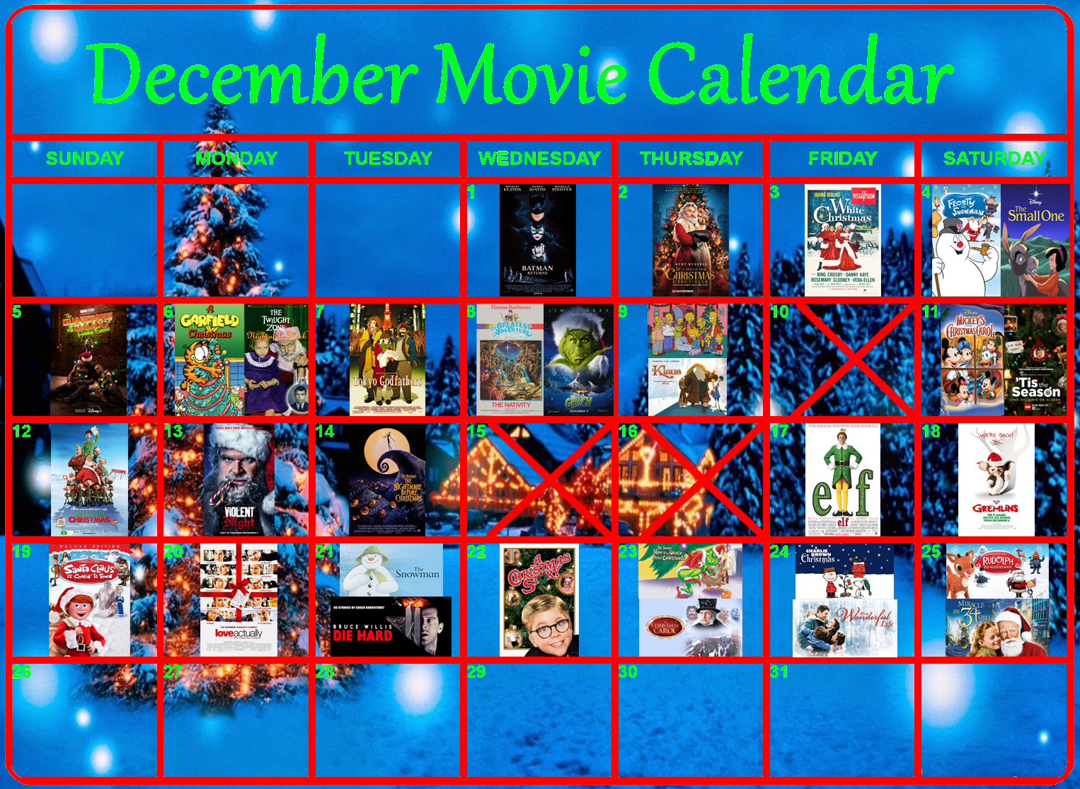 My December 2022 Movie Viewing Schedule by Ezmanify on DeviantArt