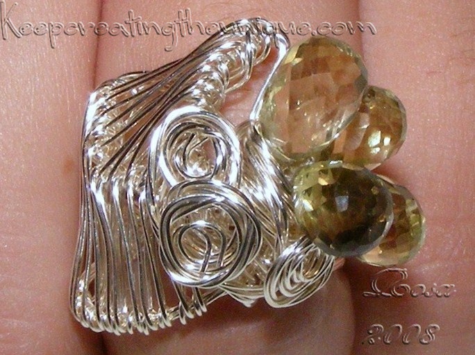 Lemon quartz on finger