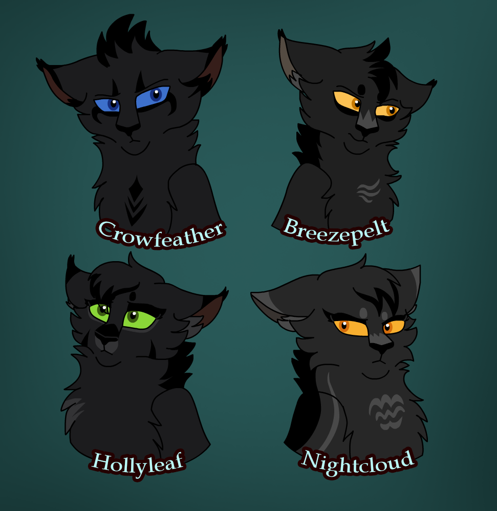 Crowfeather Breezepelt Hollyleaf Nightcloud by theDawnmist on DeviantArt