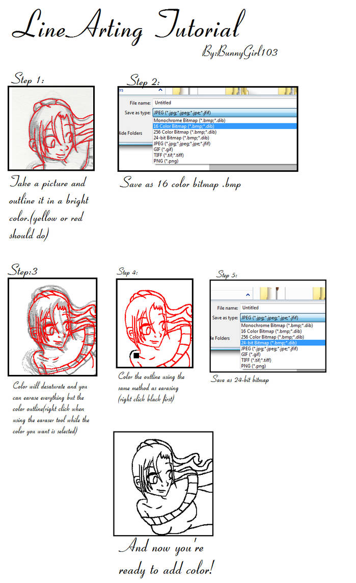 Line Sprite Tutorials Lineart Tutorial by BunnyGirl103 on DeviantArt