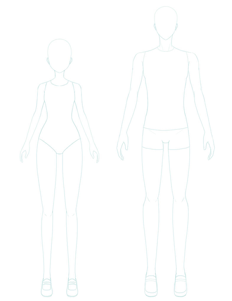 Male ( a ) and female ( b ) drawing templates. Participants completed