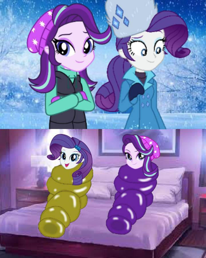 Snow Rarity Deviantart Rarity and Starlight in winter and sleepsack by mlpfantwi2011 on DeviantArt