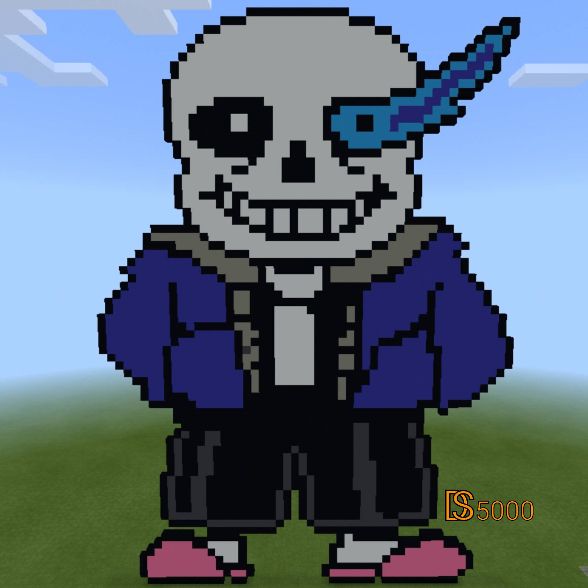 How to build SANS pixel art in Minecraft 