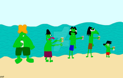 Gangreen Gang at the beach with Starbucks by VapinHotPink