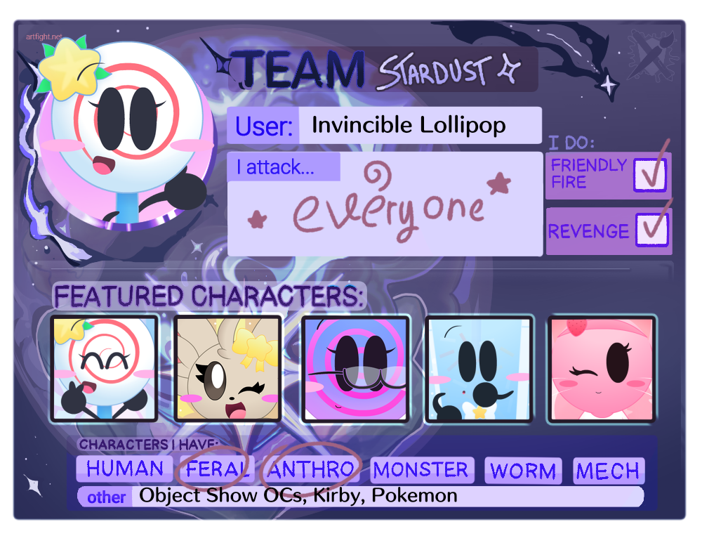 Artfight Team Stardust by Invinciblelollipop on DeviantArt
