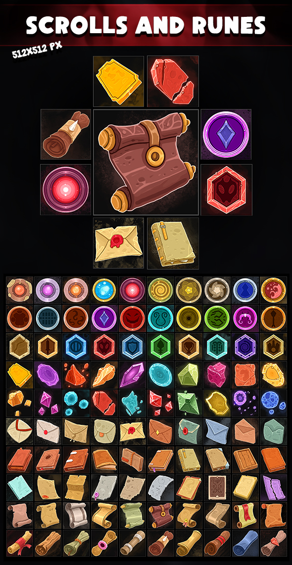 Scrolls and Runes Icons 01 by ANCArts on DeviantArt