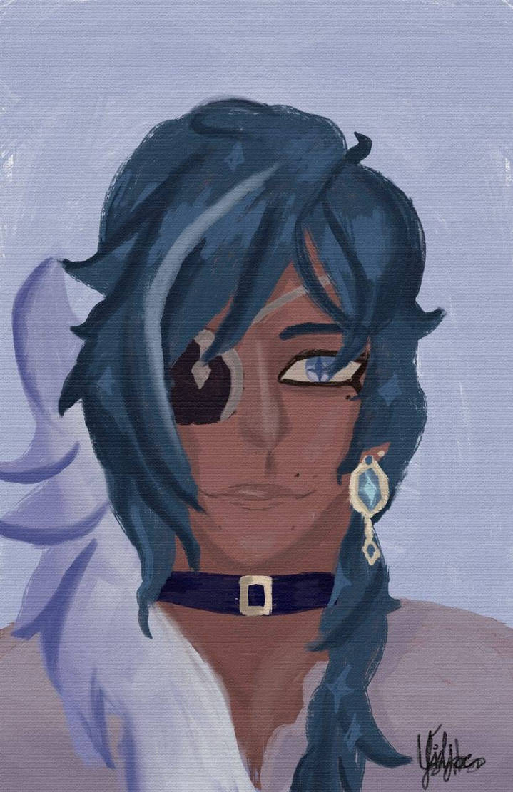 My first Kaeya drawing by JinxTheLazyArtRat on DeviantArt