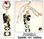 Hand Made Black White Panda Keychain or Necklace by izka-197